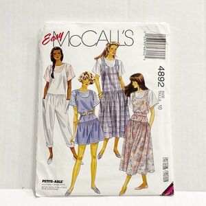 McCall’s Sewing Pattern 4892‎ Easy Vintage 1990 Cottagecore Uncut Sz 10